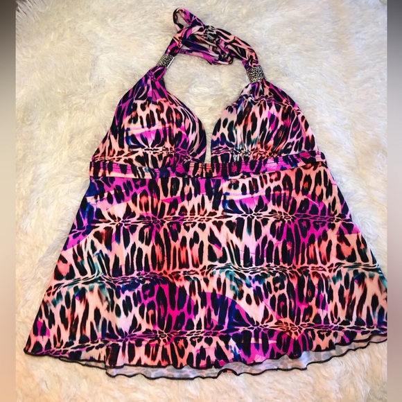 VENUS Hot Pink and Black Animal print Bikini a Tankini Swimwear size 4 NWOT - Picture 8 of 16